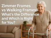 lady holding a foldable zimmer frame