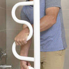 Able 2 Security Pole & Curve Grab Bar White - Millercare