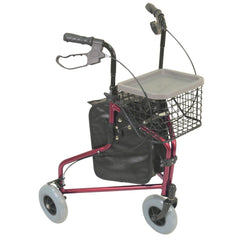 Aidapt Aluminium Tri Walker With Bag And Basket Red - Millercare