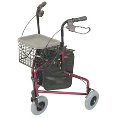Aidapt Aluminium Tri Walker With Bag And Basket Red - Millercare