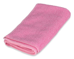 Pink folded Micro-Fibre cloth on a white background