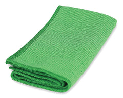 Folded green Micro-Fibre cloth on a white background