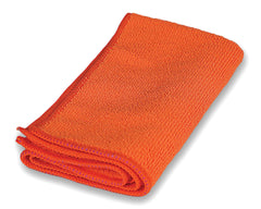 Folded orange Micro-Fibre cloth on a white background