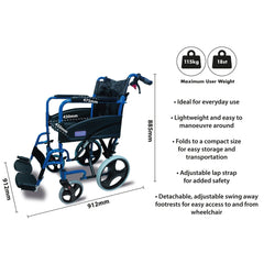 Compact Transport Aluminium Wheelchair - Millercare