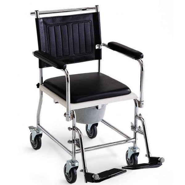 Glideabout Wheeled Commode Chair with Swing Away Arm Rests a – Millercare