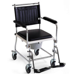Glideabout Wheeled Commode Chair with Swing Away Arm Rests and Brakes - Millercare