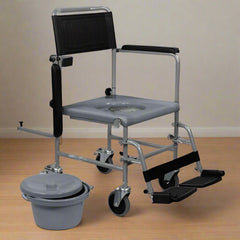 Glideabout Wheeled Commode Chair with Swing Away Arm Rests and Brakes - Millercare