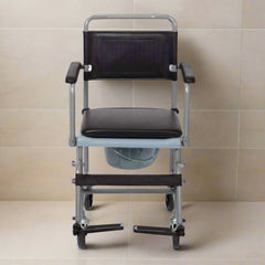 Glideabout Wheeled Commode Chair with Swing Away Arm Rests and Brakes - Millercare