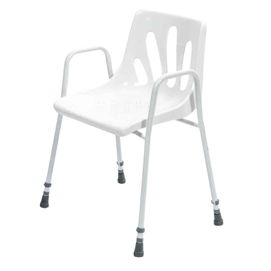 Height Adjustable Stackable Shower Chair White