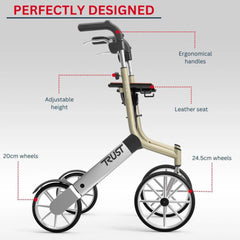Lets Go out Rollator Beige/Silver - Millercare