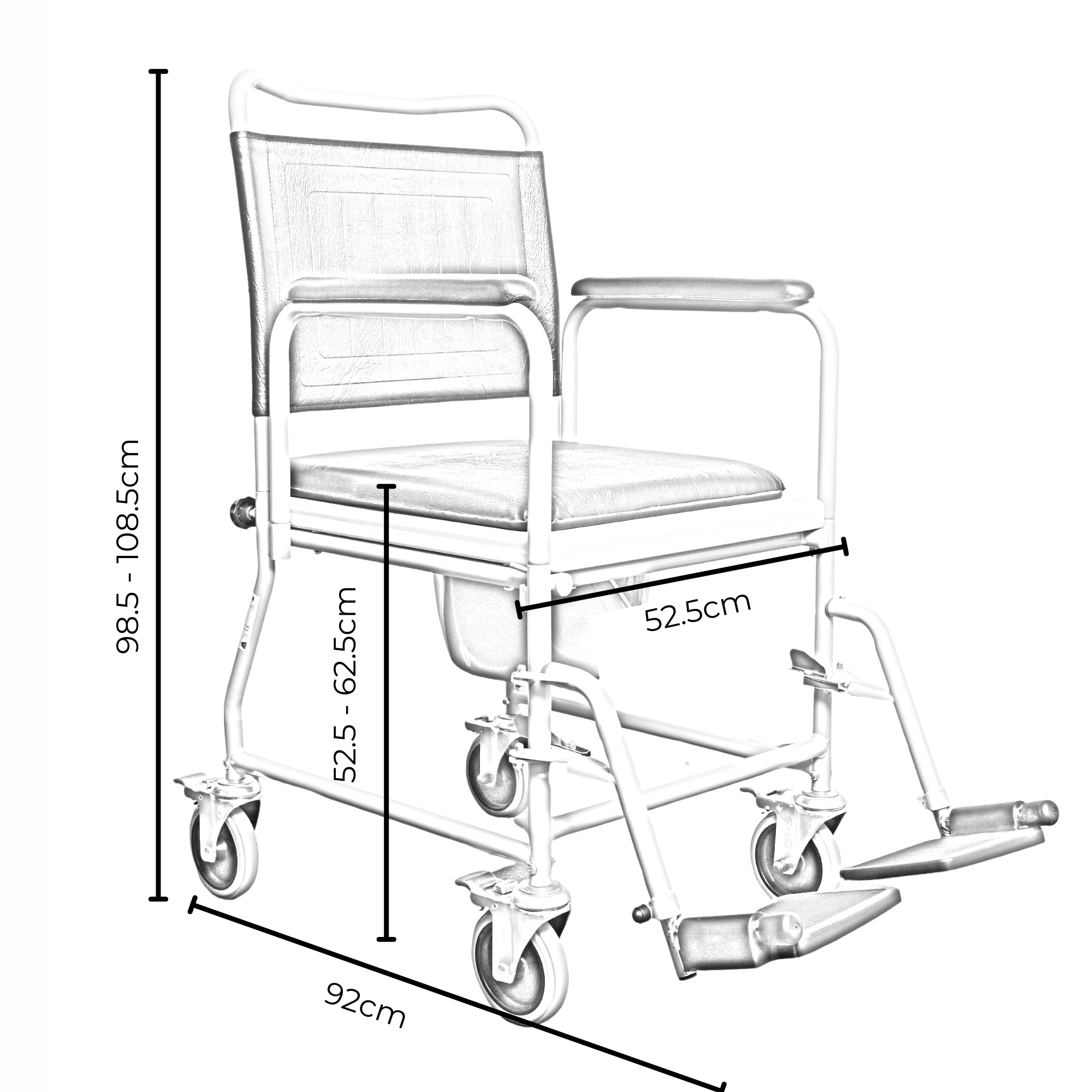 Commode Arm Rest Mobile Wheeled Commode Chair with Detachable Arm Rests and 4 – Millercare
