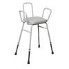 Perching Stool With Metal Back and Arms
