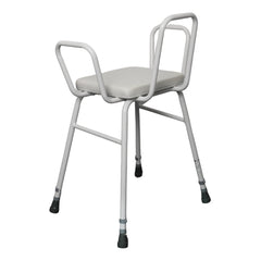 Perching Stool, white, metal back and arms - Millercare