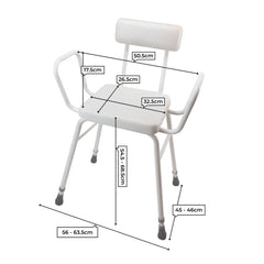 Perching Stool White with Arms and Padded Back - Millercare