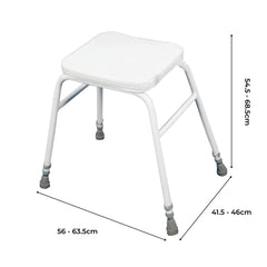 Perching stool, white with padded seat - Millercare