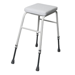 Perching stool, white with padded seat - Millercare