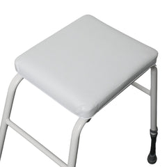 Perching stool, white with padded seat - Millercare