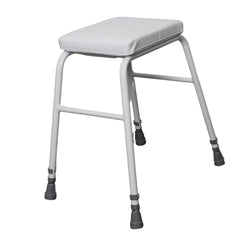 Perching stool, white with padded seat - Millercare