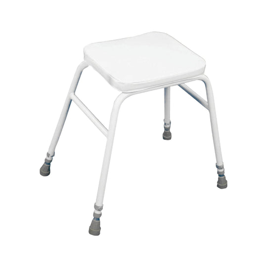 Perching stool, white with padded seat
