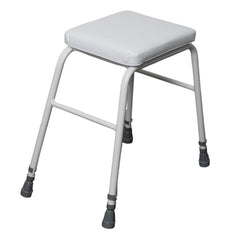Perching stool, white with padded seat - Millercare