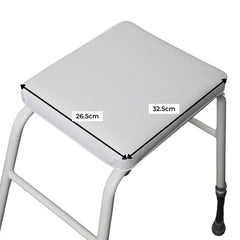 Perching stool, white with padded seat - Millercare