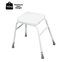 Perching stool, white with padded seat - Millercare