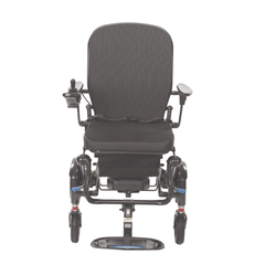 A C60 Folding Powerchair with a high mesh backrest, padded seat, side cup holders, and a footrest, shown from the front on a white background.