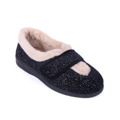 Sandpiper Selina Ladies Slipper Black Sparkle - Various Sizes - Millercare