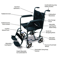 Steel Compact Transit Chair Black - Millercare