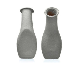 Disposable male urine sample bottles top and bottom  white background