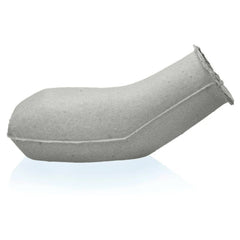 Disposable male urine sample bottle facing right on white background